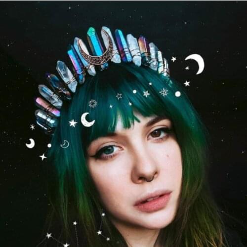 Raw Crystal Crown Natural Crystal Headband Witch Accessories Headdress Wicca Crown BOHO Gothic Gift