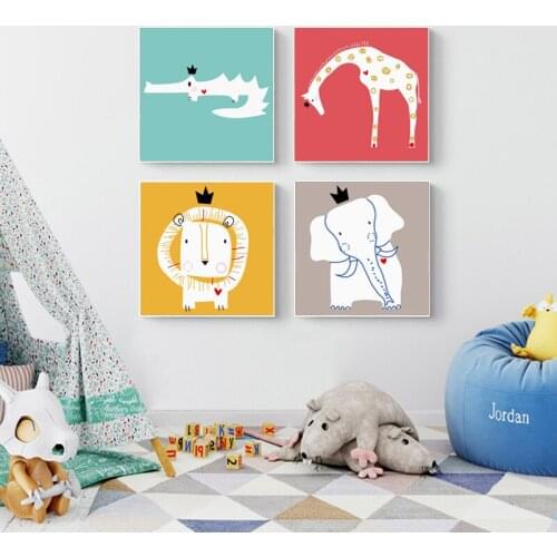Simple Abstract Cute Cartoon Animal Crocodile Elephant Canvas Painting Poster And Print Art Picture Baby Room Bedroom Home Decor