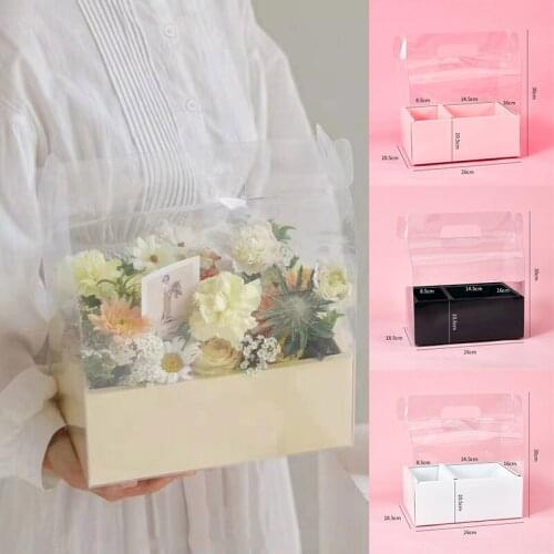 Transparent Flower Cake Box Gift Boxes Net Creative Panoramic Packaging Boxes PVC Protable Clear Plastic Box Folding Empty Box