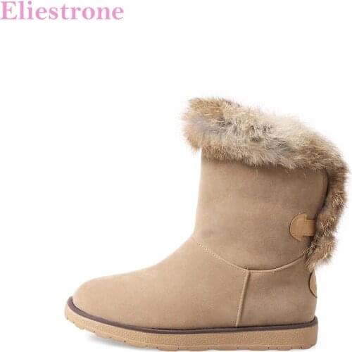 Hot Sale Brand New Winter Breathable Yellow Gray Women Snow Boots Thick Fur Lady Nude Shoes Wedge Heels AB28 Plus Big Size 10 43