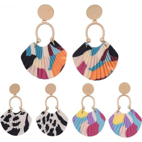 Textured Sunray Polymer Clay Shell Earrings 2021 New Designer Bags Shape Drop Earrings Fan Jewelry Wholesale