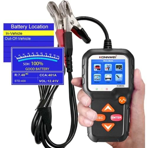 KW650 Car Battery Tester Automatic Charger Diagnostic Tool 6V 12V Car Battery Tester For Motorcycle Electric Vehicle Boat