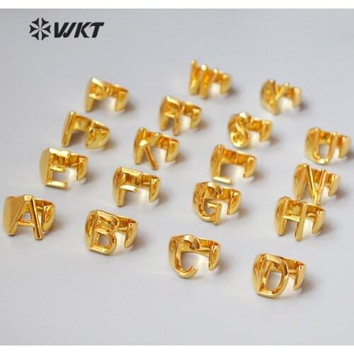 WT-R368 European and American stars with the same style Gold plating genuine 26 capital letters open ring in adjustable size