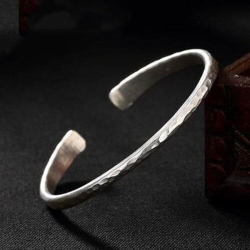 925 Sterling Silver Bracelet Lady Style Retro Handicraft Characteristic Bracelet Simple Open Bracelet Delicate Silver Jewelry