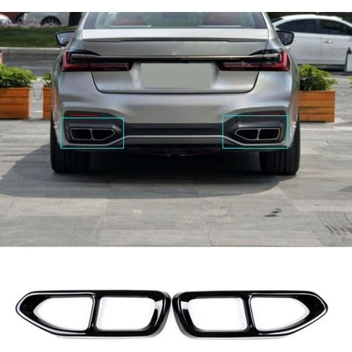 1Pair Black Car Exhaust Muffler Pipe Tip Cover Trim Fit For BMW 7 Series G11 G12 2019 2020 Accessories
