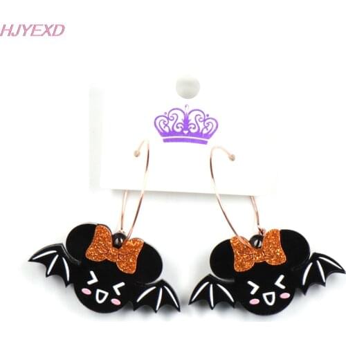 1pair) Halloween Earrings Mouse Head Dangle Earrings Holiday Acrylic Bat Earrings