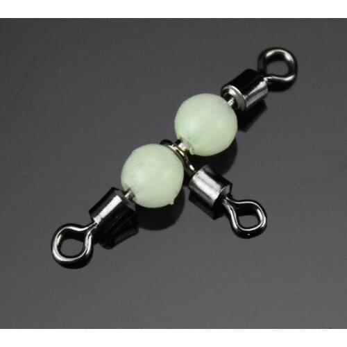 10pcs/lot Luminous Connector Ball Solid Rings Snap Bearing artificial Sea Fishing Line String Hook Swivel Ring