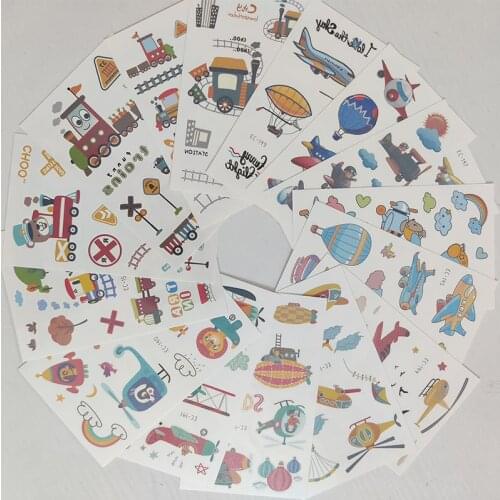 15pc Children Temporary Tatoo Sticker Waterproof Tattoo Cartoons Traffic Car Train Tattoos Hand Foot Tatouage Birthday Gift
