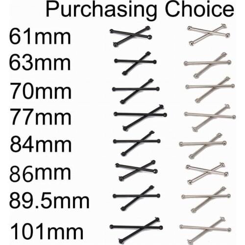 2pcs/set Steel Metal RC Car Drive Shaft Dogbone Overall Length 61mm 63mm 70mm 77mm 84mm 87mm 89.5mm 101mm HSP Wltoy Redcat