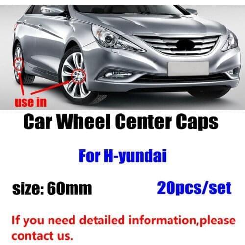 20pcs/lot 60mm Car Wheel Center Hub Caps Car Wheel Rim Hubcap Badge Covers For Hyundai Santa Fe Sonata Solaris Azera Creta I30