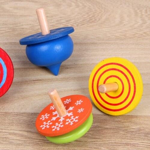 4Pcs/Lot Wooden Toy Colorful Spinning Top Montessori Magic Classic Toys Educational Birthday Gift