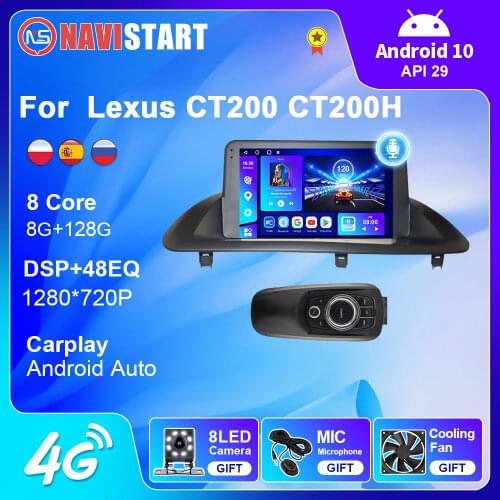 6+128G Android 10 Car Radio Stereo for Lexus CT200 CT200h 2010-2018 GPS Navigation Android Auto 4G WIFI BT Carplay DVD Player