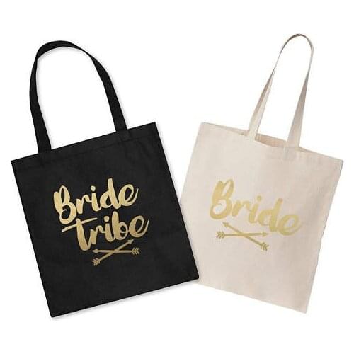 Bride Tribe Glitter Bridesmaid tote bags Personalized 6 Champagne Party wedding gift Bags Bachelorette bridal shower favors