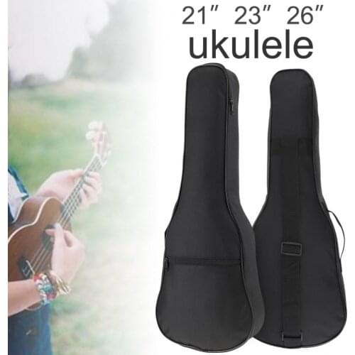 21 / 23 / 26 Inch Black Portable Ukulele Bag Soft Case Gig Cotton Waterproof Bag