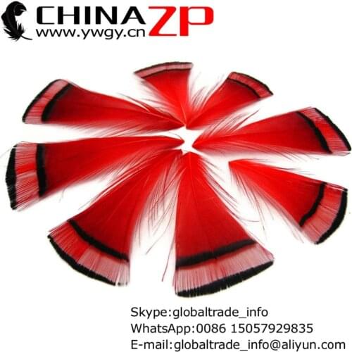 CHINAZP Factory 100pcs/lot Good Quality Dyed Red Pheasant Tippet Feather for Handmade Headwear Accessories