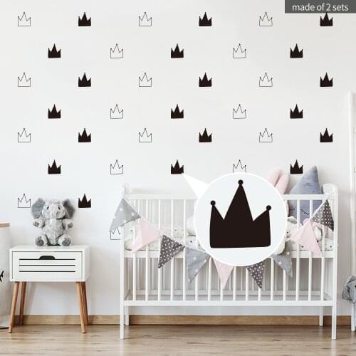 Baby Nursery Crown Pattern Wall Sticker For Kids Room Bedroom Decor Princess Wall Decal Kids Wall Sticker Art Stickers Mural