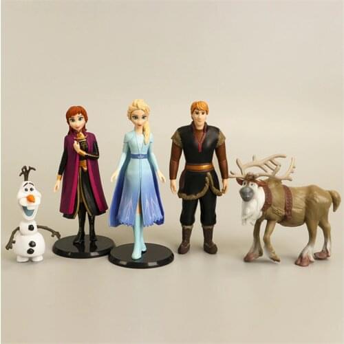 Disney Princess Toys Frozen 2 Anime Pvc Action Figure Elsa Anna Kristoff Sven Olaf Model Toys For Kids Birthday Gift Cake Decor