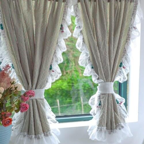 French pastoral lace curtains living room balcony bedroom partition curtain custom curtain lattice curtain