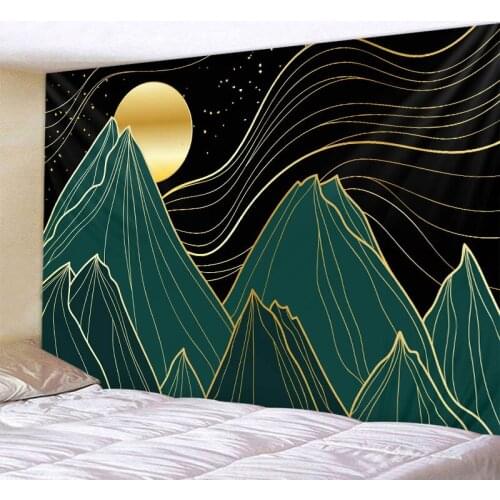 Sunset Mountain Tapestry White Crane Sun Japanese Wave Tapestry Beach Towel Family Dormitory Background Wall Decoration