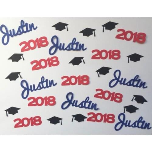 Personalized name Graduation confettis Elementary, Middle, High School, College Parties, Class of 2018, Graduation Caps