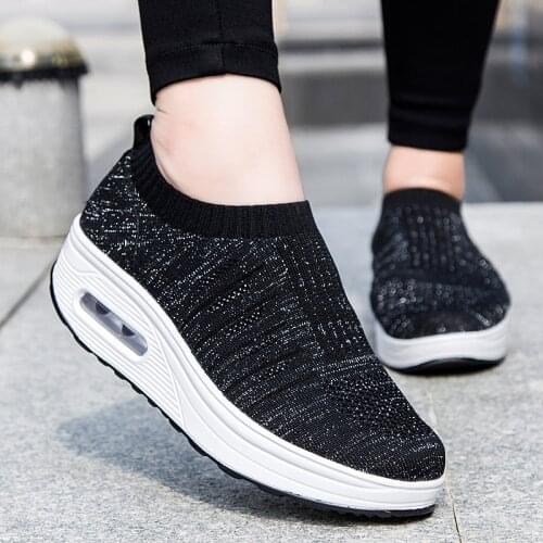 Sport Shoes Women Height Increase Toning Shoes Waterproof Thick Sole Rocking Shoes Breathable Fitness Platform Sneakers Ladies