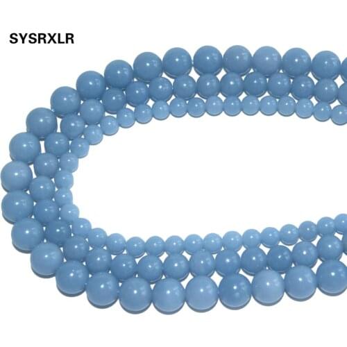 Wholesale 100% Natural Stone Blue Angelite Round Beads For Jewelry Making DIY Bracelet Necklace Material 6/8/10 MM Strand