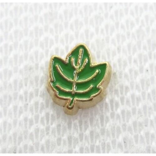 Hot selling 20pcs Maple Leaf floating charms living glass floating memory locket for diy jewelry
