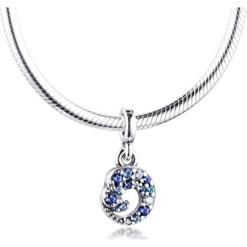CKK 2020 New 925 Sterling Silver ME My Blue Ocean Wave Dangle Charm Beads for jewelry Making fit Me Bangle Bracelet Necklace DIY