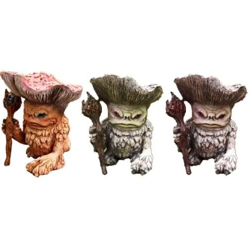 Miniature Resin Mushroom Elf Figurine Doll Old Fairy Shaman Wizard Troll Toy Figure Garden Statue Sculptures Decoration