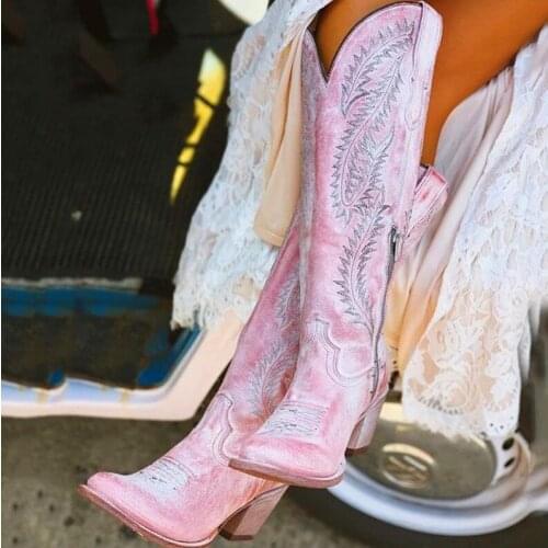 Embroidery Fashion Boots Foreign Trade 2021 New Chinese and Female Western High Boots