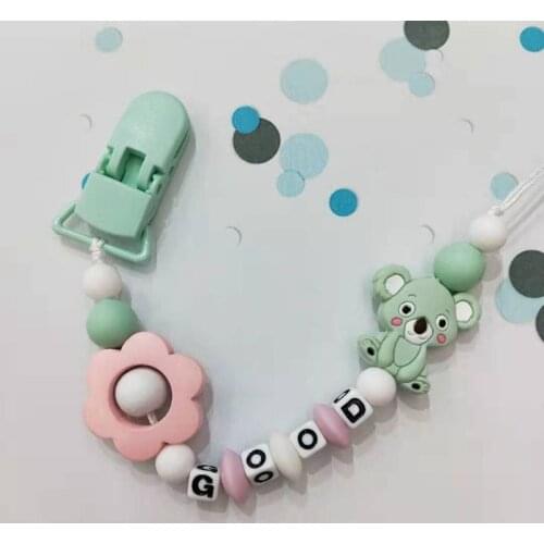 Cartoon Baby Pacifier Chain Cute Bear Letter Newborn Teether Toys Nipple Holder K1MA