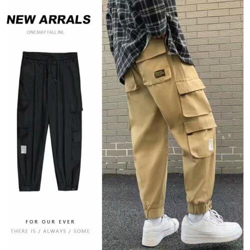 2021 Mens Pants Harajuku Fashion Korean Streetwear Jogger Pants Men Casual Men Clothing Elastic Waist Cargo Pants Men Trousers