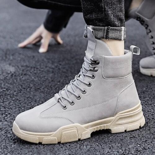 Men Ankle Boots Outdoor Leather Autumn Spring Non-slip Walk Male Casual Flats Work Shoes Sneakers Fashion Comfortable