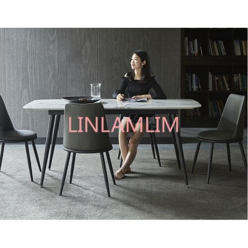 Stainless steel Dining Room Set Home Furniture minimalist modern marble dining table and 6 chairs mesa de jantar muebles comedor
