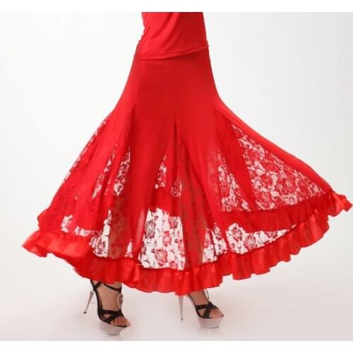 New Lace Skirt New Modern Dance Ballroom Dance Square Dance Exercise Clothing Skirt Lady Ballroom Dancing Suit Plus Size B-6212