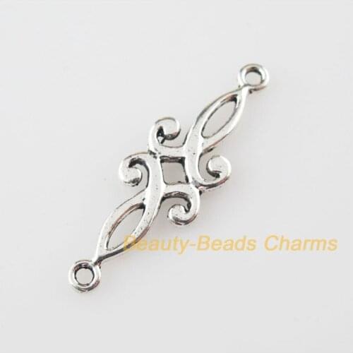 New 40Pcs Tibetan Silver Color Flower Clouds Charms Pendants Connectors 9x29.5mm