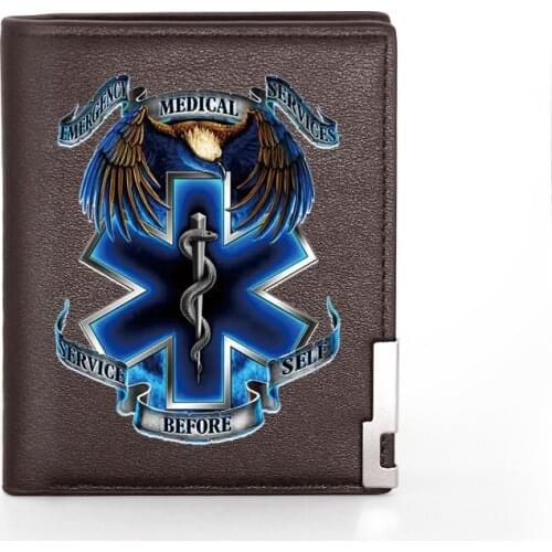 New Emergency Medical Services Printing Mens Wallet Leather Purse For Men Credit Card Holder Short Male Slim Coin Money Bags