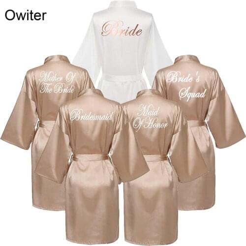 Bridesmaid Robes Satin Silk Robes Bride Wedding Bathrobe Gown Women dressing Sleepwear Maid of Honor Rose Gold Plus Size