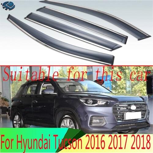 For Hyundai Tucson 2016 2017 2018 Plastic Exterior Visor Vent Shades Window Sun Rain Guard Deflector