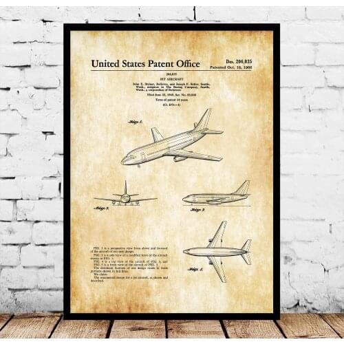 Boeing 737 Patent Blueprint Poster