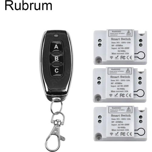 Rubrum 433Mhz Lighting Remote Control Switch AC 220V 110V Receiver and Wireless Remote Control Transmitter For Led Control On