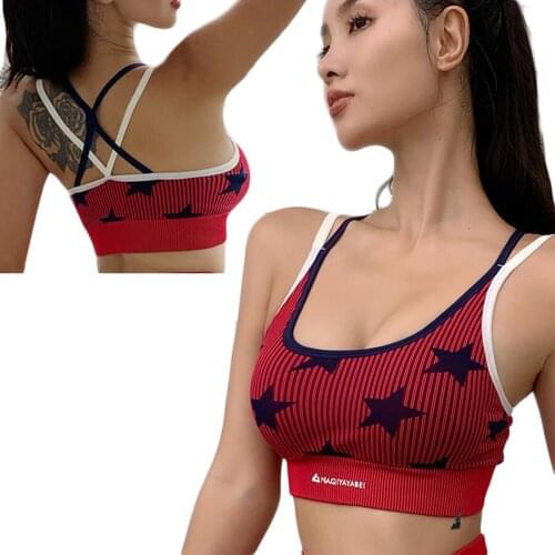 BINAND Shockproof Sports Bra Nylon Yoga Push Up Top Women Back Cross Fitness Bra Quick Dry Gym Running Sexy Vest Training Top
