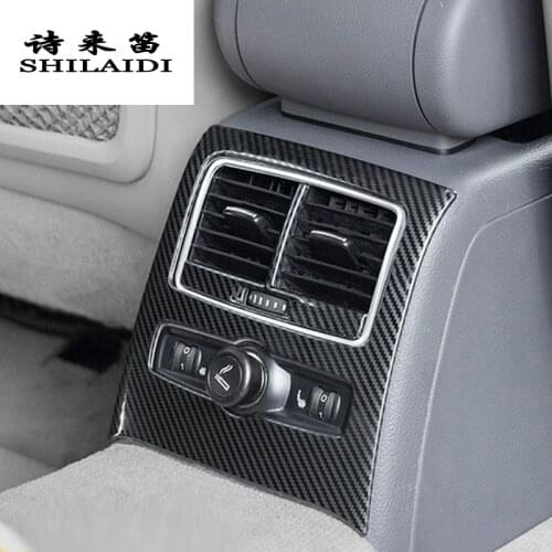 Car styling Carbon fiber Rear air conditioning vent frame outlet trim stickers Cover for Audi A6 C5 C6 interior auto Accessories