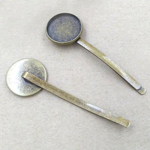 Glass Cabochon Cameo Hairpins Base 10mm - 25mm Round Smooth Bezel Hair Pin Settings DIY Hair Jewelry Accessories Mixed colors