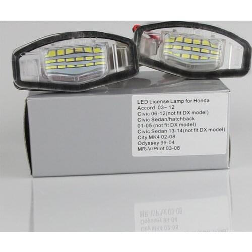 LED CANBUS Number License Plate Light For Honda Civic VII4 5D(01-05) VIII(06-) City 4D(03-09) Legend(99-04) For Accord 4D(03-08)