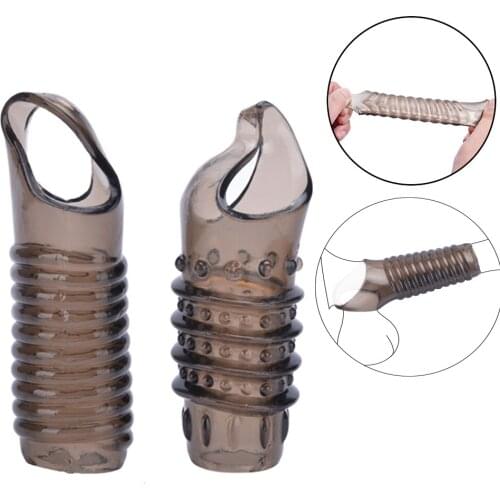 Penis Extender Sleeve Reusable Condoms Silicone Glans Cover Spike Dick Enlargement Cock Ring Erection Erotic Sex Toys For Men