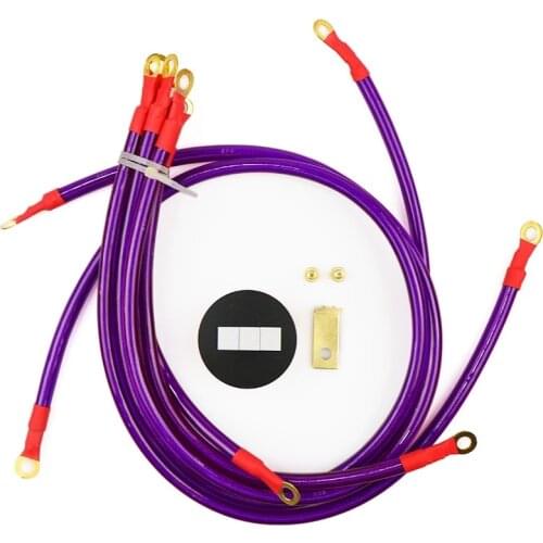 Universal 10MM 8- Point Octagon 6 in 1 Car Battery Earth Ground Cables Grounding Wire System Kit High Performance Improve Power