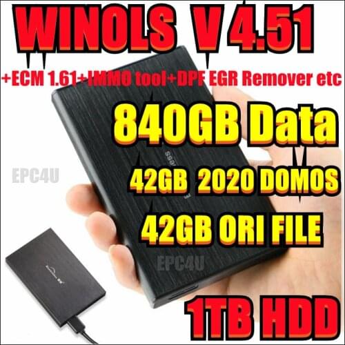 Winols 4.51 vmware \2.24+840GB DAMOS PACK 42GB 2020 Damos file AND TUNED PACK+1000GB HDD+ECM TITANIUM +immo tool+dpf egr remover