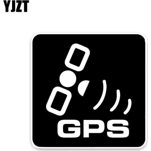 YJZT 10.7*10.7CM White And Black GPS Simple PVC Creative Car Sticker Decals C1-3021