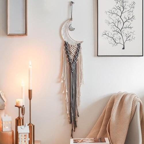 Girls Bohemian Moon Macrame Dream Catcher Wall Tapestry Bedroom Knitting Decor Party New Year Decorations 2021